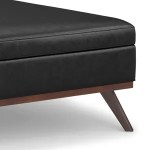 Owen - XL Square Coffee Table Storage Ottoman - Distressed Black