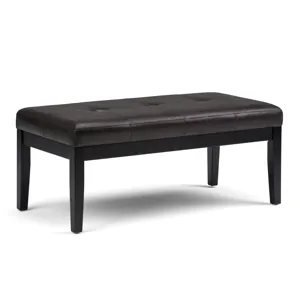 Lacey - Tufted Ottoman Bench - Distressed Black