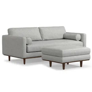 Morrison - 89\" Sofa and Ottoman Set - Mist Gray