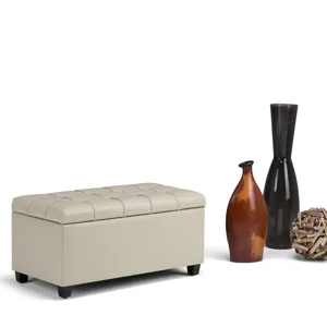 Sienna - Storage Ottoman Bench - Satin Cream
