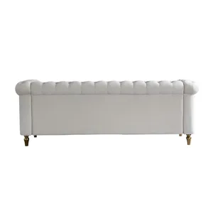 Chesterfield - Velvet Sofa 84.65\" For Living Room - Beige