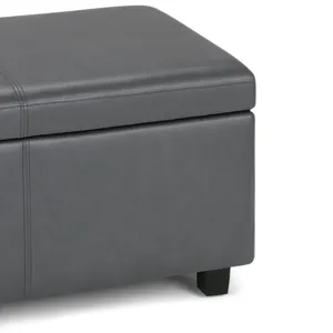Avalon - Storage Ottoman Bench - Stone Grey