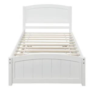 Twin Size, Platform Bed With Trundle - White