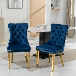 Nikki - Modern, High-End Tufted Solid Wood Contemporary Velvet Upholstered Dining Chair With Golden 