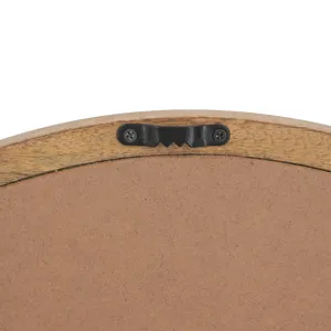 Circle Wall Mirror With Wooden Frame, Wall Mirror For Living Room - Brown