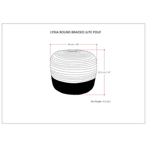 Lydia - Round Pouf - Navy / Natural