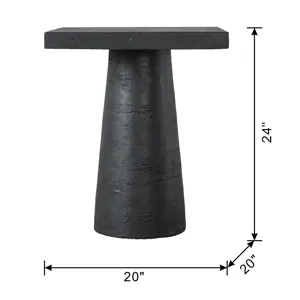 Square Side Table With Pedestal Base - Black