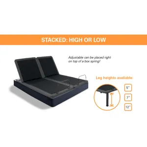 Queen Size Adjustable Bed Frame With Voice Activated Controls - Black
