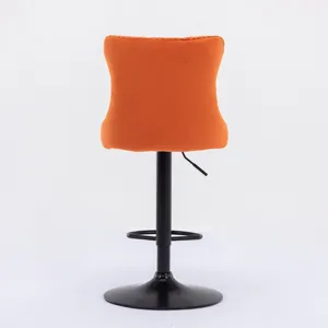 Swivel Velvet Barstools Adjusatble Seat Height, Modern Upholstered Bar Stools With Backs Comfortable