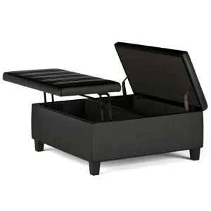 Ellis - Coffee Table Storage Ottoman - Distressed Black