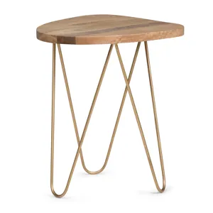 Patrice - Metal and Wood Accent Table - Natural / Gold