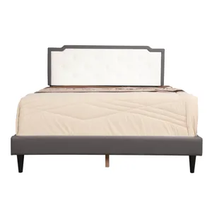 Deb - G1121-Qb-Up Queen Bed - All In One Box - Light Gray