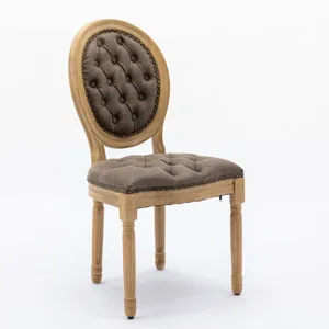 French Style Solid Wood Frame Antique Painting, Hand-Pulled Buckle Decoration PU Artificial Leather 