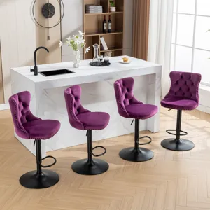 Swivel Velvet Barstools Adjusatble Seat Height , Modern Upholstered Bar Stools With Backs Comfortabl