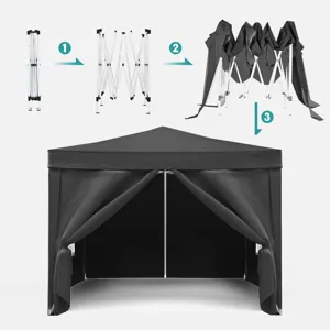 10\'X10\' Folding Canopy With 4 Removable Sidewalls Outdoor Event Shelter UPF 50+ Gazebo Portable Te