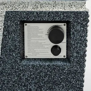 Outdoor Concrete Fire Pit Column Propane Fire Pit Patio Gas Fire Pit - Light Grey / Blue