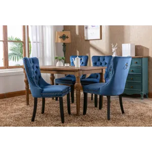Nikki - Modern, High-End Tufted Solid Wood Contemporary Velvet Upholstered Dining Chair With Wood Le