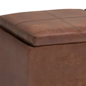 Avalon - Storage Ottoman - Distressed Saddle Brown