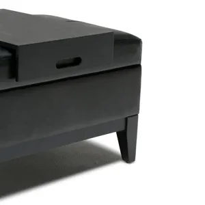 Oregon - Storage Ottoman Bench with Tray - Midnight Black
