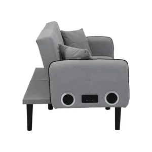Folding Ottoman Sofa Bed With Stereo - Gray Fabric
