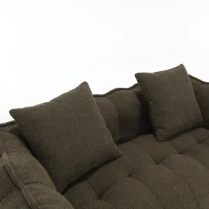 Soft Beanbag Chair With High Resilience Foam Core For Two People - Olive Green