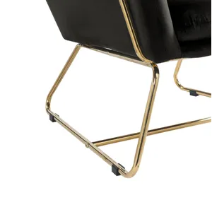 Keira - Velvet Accent Chair With Metal Base - Black