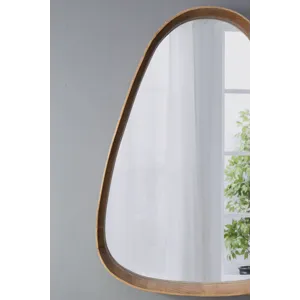 Irrgeular Mirror With Wood Frame, Wall Mirror For Living Room Bathroom Entryway - Brown