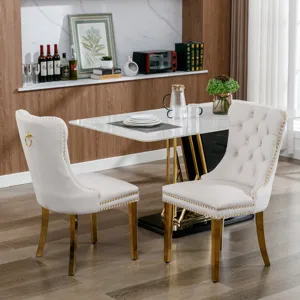 Nikki - Modern, High-End Tufted Solid Wood Contemporary Velvet Upholstered Dining Chair With Golden 