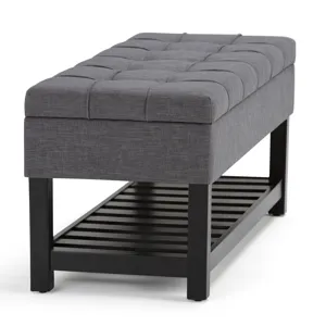 Saxon - Storage Ottoman Bench - Slate Grey