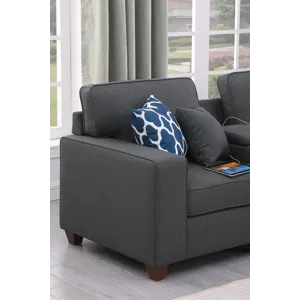 Tina - 8 Piece Upholstered Sectional With Ottoman - Dark Gray