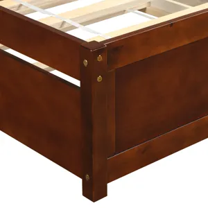 Twin Size Platform Bed Wood Bed Frame With Trundle Walnut