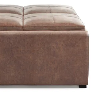 Avalon - Square Coffee Table Storage Ottoman - Distressed Umber Brown