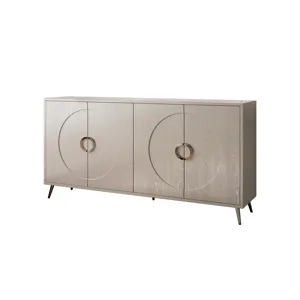 Modern Lacquered 4 Door Wooden Cabinet Sideboard Buffet Server Cabinet Storage Cabinet, For Living R