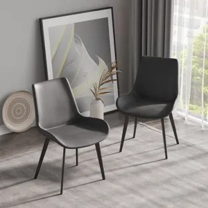 Modern Dining Chair Living Room Metal Leg Dining Chair (Set of 2) - Black / Gray