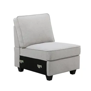 Leo - 7 Piece Modular L-Shape Sectional Sofa And Ottoman - Light Gray Linen