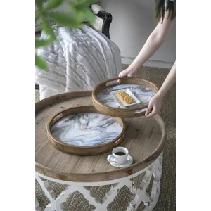 French Country Home Decor Collection (Includes An Artificial Plant, Vase, Trays, Stool And Side Tabl