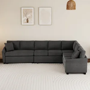 L-Shaped Sofa Convertible Sofa Bed Pull Out Sofa Sleeper With Two Back Pillows, Two USB Ports And Tw