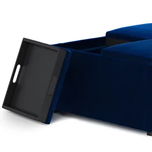 Avalon - Square Coffee Table Storage Ottoman - Blue
