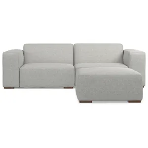Rex - 2 Seater Sofa and Ottoman - Pale Gray