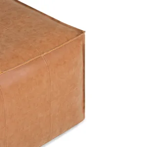 Brody - Large Square Coffee Table Pouf - Distressed Brown