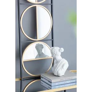 Eclectic Styling Metal Beaded Wall Mirror With Contemporary Design For Bedroom, Liveroom - Golden Bl