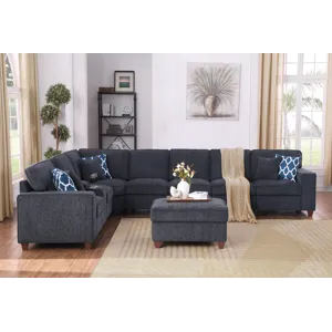 Lily - Sectional Sofa With Ottoman - Black