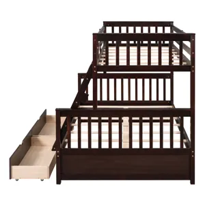 Twin Over Full Bunk Bed With Ladders And Two Storage Drawers - Espresso