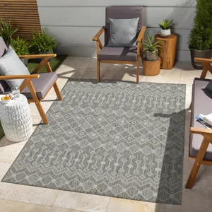 Sunshine - 2\'7\" X 7\'3\" Indoor / Outdoor, Polypropylene Area Rug - Silver