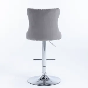 Swivel Velvet Barstools Adjusatble Seat Height From 25-33\", Modern Upholstered Chrome Base Bar Stoo