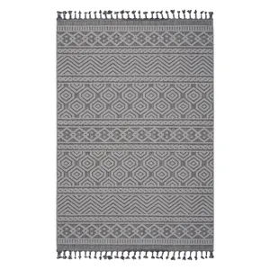 8\' x 10\' Geometric Indoor / Outdoor Area Rug - Gray / White