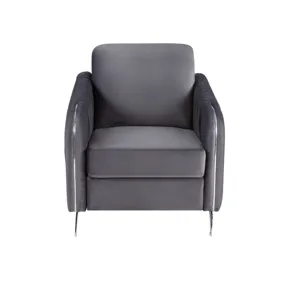 Hathaway - Velvet Modern Chic Accent Armchair - Gray