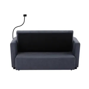 Convertible Sofa Bed Loveseat Sofa With Three USB Ports, Two Side Pockets, Two Cup Holders And 360° 