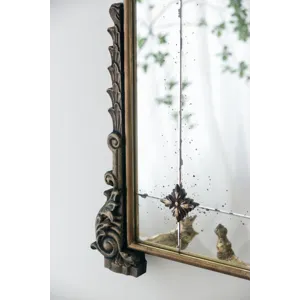 Antique Arched Mirror With Metal Frame, Full Length Mirror For Living Room Bathroom Entryway - Gold