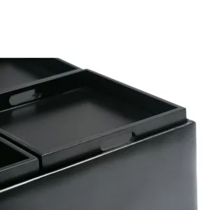 Avalon - Square Coffee Table Storage Ottoman - Midnight Black